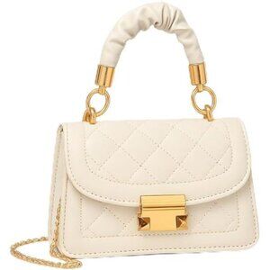 Quilted Mini Shoulder Bag for Women–PU Leather Crossbody Purse with Scrunch